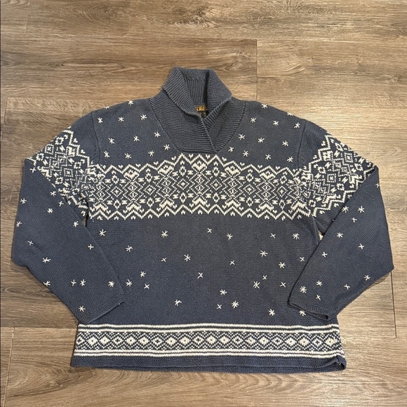 Woolrich Sweaters - Woolrich Women’s Cowl Neck Knit Blue Fair Isle Winter Snow Sweater Size M